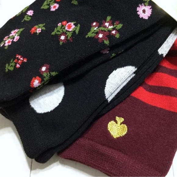 3 KATE SPADE Red Brown Stripe Floral Polka Dot Trouser Crew Socks NIP Holiday - Picture 2 of 12